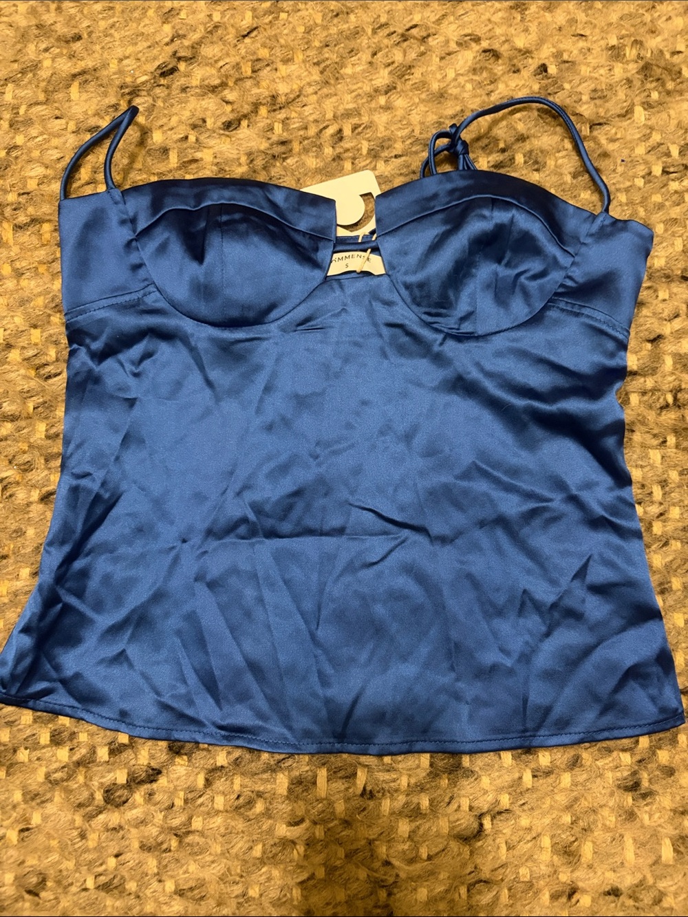 Commence Blue Satin Bustier Tank Top